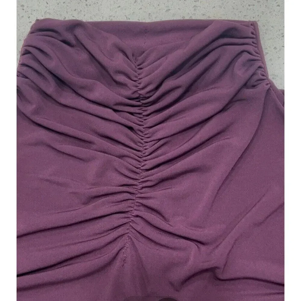 Susan Graver 1X Plum Purple Ruched Turtleneck Stretch Long Sleeve Liquid Knit - Picture 5 of 8